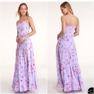 Lulus | Melissa Lavender Floral Print Tiered Dress